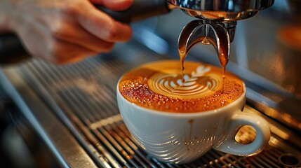 Sticker - Close-up of Latte Art Being Poured