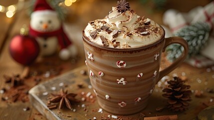 Sticker - Warm Winter Beverage with Whipped Cream