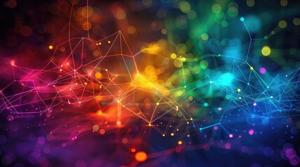 Poster - An abstract representation of communication signals with colorful lines and lights.