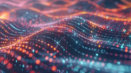 Poster - An abstract representation of data flow in a futuristic business network.