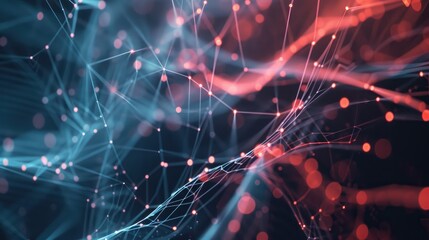 Poster - An abstract representation of data flow in a futuristic business network.
