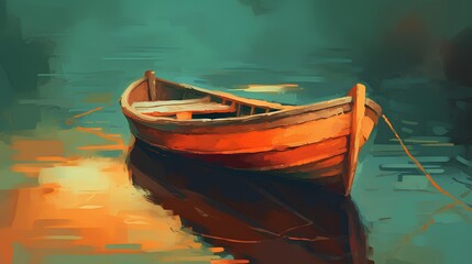 Wall Mural - wooden boat made by midjourney