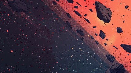 Wall Mural - abstract space background with red and orange hues.