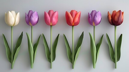 Wall Mural - Beautiful realistic tulip flowers