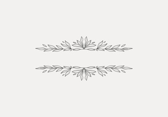 Poster - isolated vector floral leaves line divider border for text frame