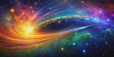 Wall Mural - a stunning image of a shooting star passing through a galaxy filled with vibrant colors and swirling
