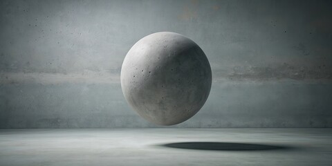 Wall Mural - Gray concrete sphere floating in mid-air, concrete, sphere, gray, round, floating, minimalist, modern, abstract, geometric