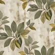 © Farhan - Tree leaves on a grunge texture background, wallpaper for interiors. Vintage green wallpaper for classical design interior design or oriental design Generative AI