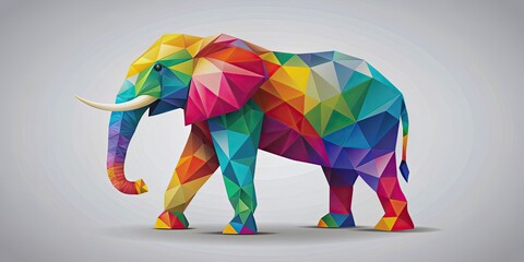 Wall Mural - Colorful polygonal of an elephant, elephant, polygon, colorful, geometric, abstract, art, design, animal, wildlife, pattern