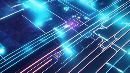 Wall Mural - abstract futuristic circuit line innovation concept background, motion
