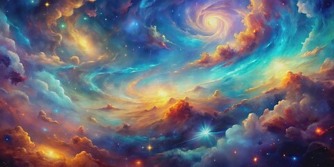 Wall Mural - sky nebula seamless texture resembling a galaxy with vibrant colors and swirling patterns, space, co
