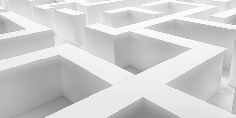 Aufkleber - White labyrinth extending into the distance with tall walls