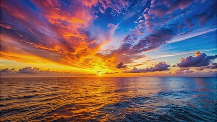 Wall Mural - vibrant sunset casting colors across the ocean horizon, sunset, ocean, horizon, vibrant, evening, vi