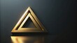 © Udomner - Golden triangle emblem in a  on a dark background, golden, triangle, emblem,, dark, background, geometric, shape, design, symbol