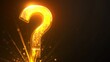 © cac_tus - Glowing golden question mark on a dark background, abstract concept. Uncertainty and inquiry symbol