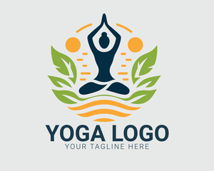 Vector yoga logo design template