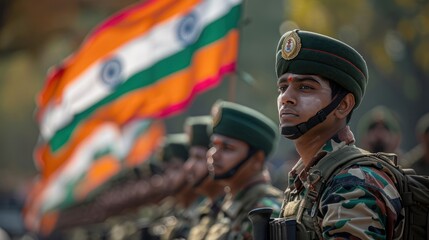 Wall Mural - Saluting India's Brave Heroes on Army Day: Indian Army Parade and Celebrations