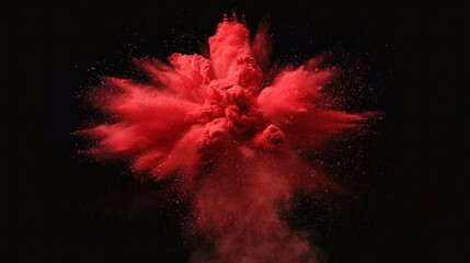 Fototapete - red holi paint color powder explosion isolated on dark black background. industry beautiful party festival concept