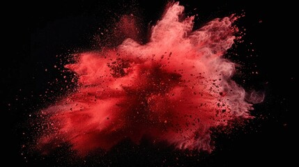 Fototapete - red holi powder explosion isolated on black, festival of colours