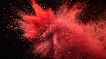 Fototapete - red holi powder explosion isolated on black, festival of colours
