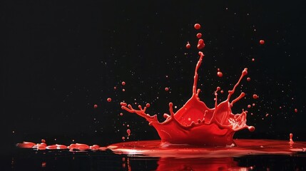 Fototapete - splash of red paint isolated on black background