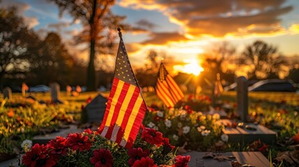 Wall Mural - Honoring Our Heroes: AI-Generated Flag Display on Veterans Day