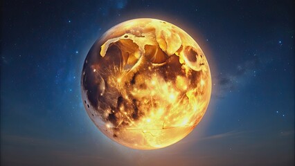 Wall Mural - a detailed photo of a full moon shining brightly in a clear night sky, moon, night, sky, celestial, 