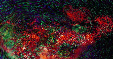 Poster - Image of colourful shapes moving on black background