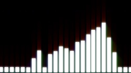 Poster - Stock market, data and bar graph on black background for growth, economic inflation, rates and financial expansion. Price increase, digital and chart information for cost, stats and profit trend.