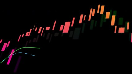 Aufkleber - Digital, financial and lines for stock market of trading graph, investment and finance dashboard of economy growth. Statistics, cryptocurrency and information, numbers inflation and future fintech