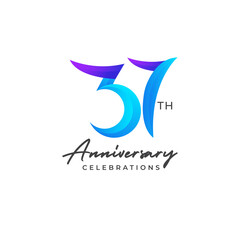 Wall Mural - 37 years anniversary logo design. Anniversary logo design template.