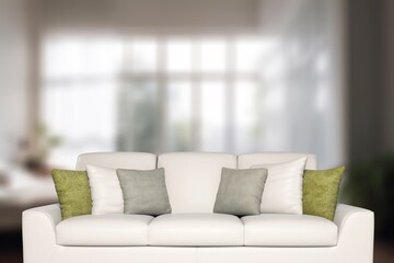 Poster - Interior of living room with soft white sofa