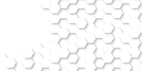 Vector geometry science and technology cover web white honeycomb texture .Abstract white 3d hexagon light creative digital concept vector surface grid hexagonal tile and mosaic background. 