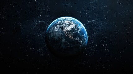 the planet earth on a black background