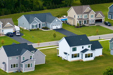 housing market in the usa. residential homes in suburban sprawl development in rochester, new york. 