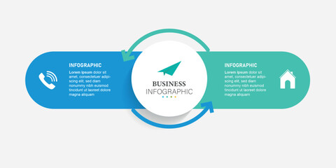 Infographic design with circle for business template. Vector 2 steps.