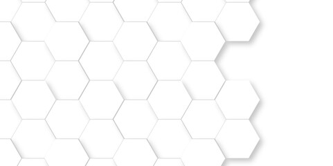 Abstract white 3d hexagon light creative digital concept vector surface grid hexagonal tile and mosaic background. vector illustration geometry science and technology cover web white honeycomb texture