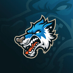 Wall Mural - Wolf mascot logo design vector with modern illustration concept style for badge, emblem and t shirt printing. Wolf head illustration.