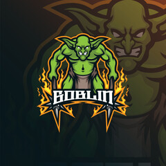 Canvas Print - Goblin mascot logo design vector with modern illustration concept style for badge, emblem and t shirt printing. Angry goblin illustration for sport and esport team.