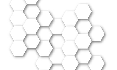 Poster - Abstract white hexagon pattern background. Abstract hexagon technology design background. Futuristic honeycomb mosaic white background. Vector Illustration. 