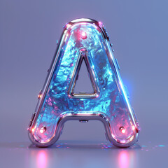 Wall Mural - glowing neon font letter