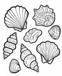 © ImagineThatStudios - Simple coloring book cartoon style drawings of sea shells