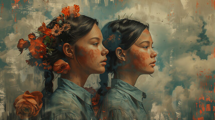 Surrealistic Photorealistic Portrait with Floral Elements