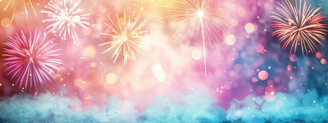 Poster - Fireworks illuminating a historic landmark, fireworks, landmark celebration