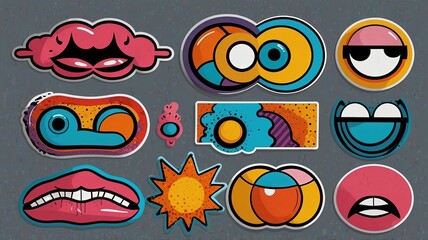 Wall Mural - naive playful abstract shapes baground pack groovy generate ai