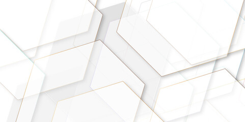 Wall Mural - white abstract hexagon background.