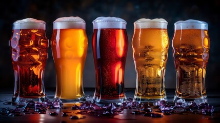 A tall glasses of cold beers with foam on top, isolated against a white background, showcasing the refreshing and classic beverage.