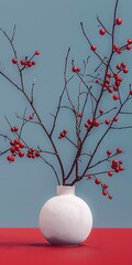 A Christmas decoration features holly with berries and leaves, set against a clean background, evoking a festive holiday spirit.