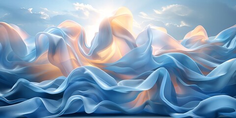 Wall Mural - Light blue waves in serene setting.