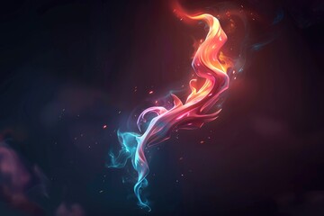 Poster - Abstract Flame-like Form in Blue and Red Hues